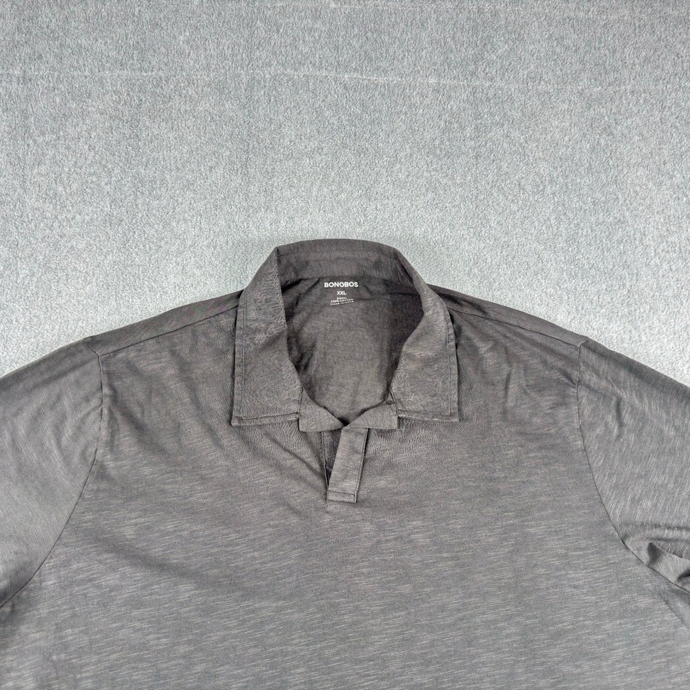 Bonobos One Fit Polo Shirt Johnny Collar Coastal Summer Casual Mens 2XL Gray‎